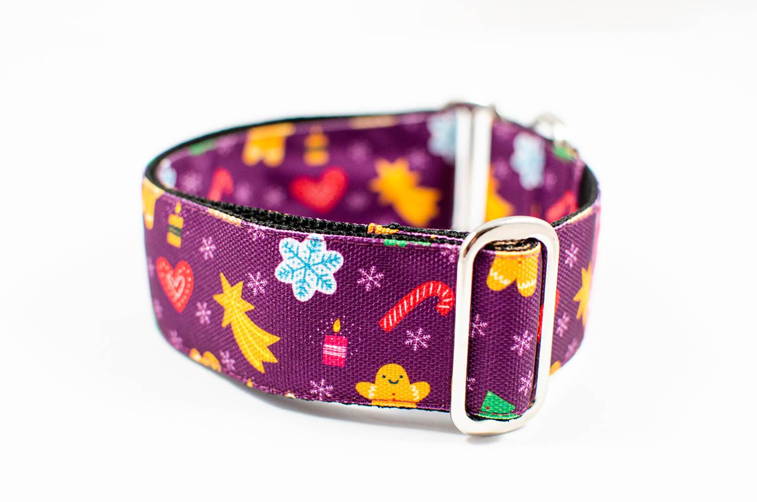 gingerbread purple slip-on dog collar