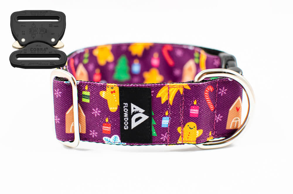 purple christmas - gingerbread dog collar with austrialpin buckle