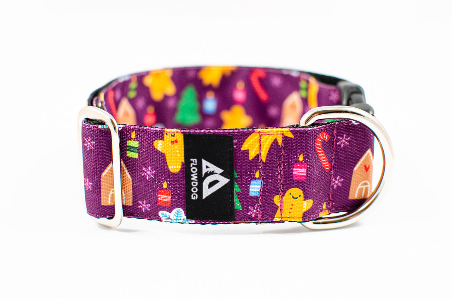 purple christmas - gingerbread dog collar with buckle