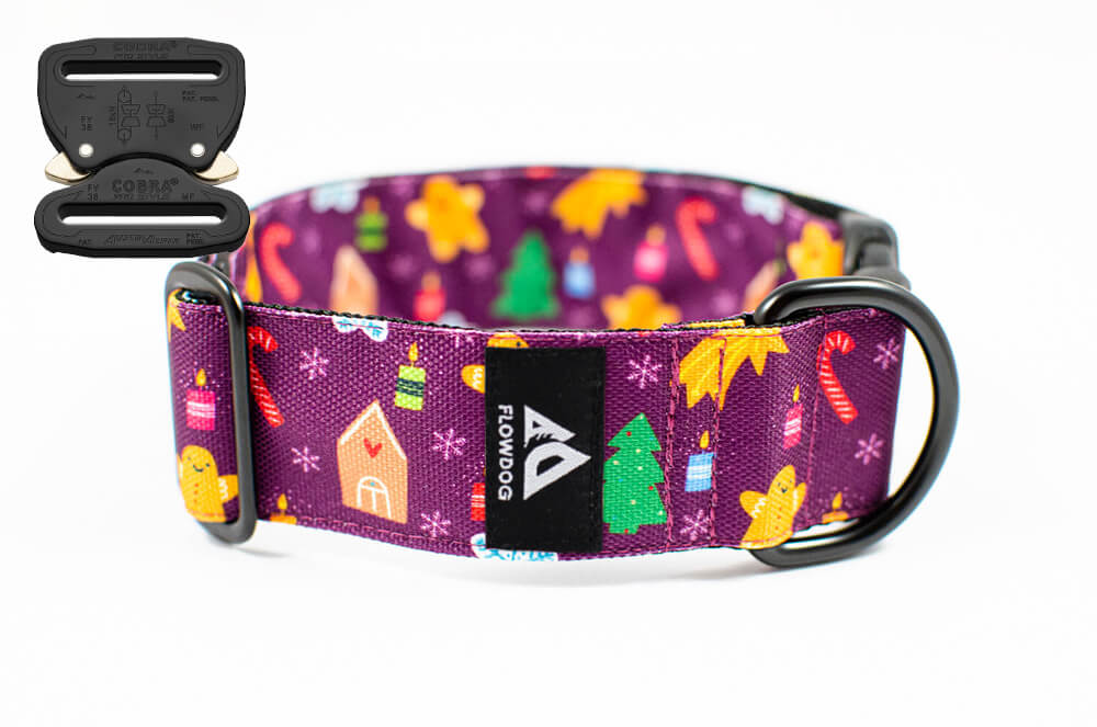 purple christmas - gingerbread dog collar with austrialpin buckle