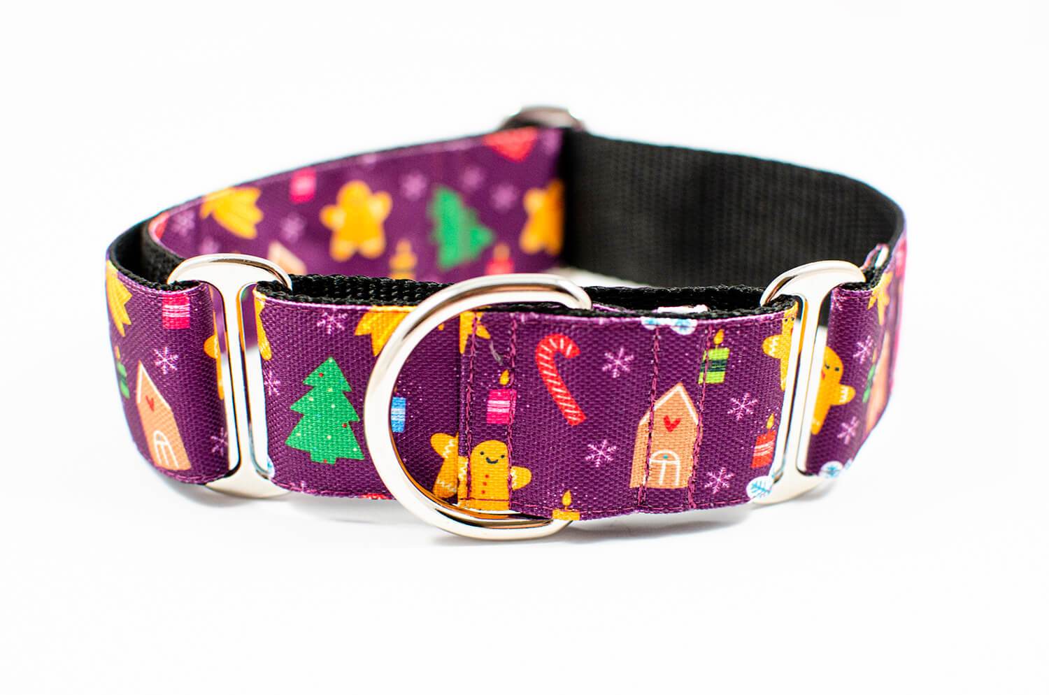 gingerbread purple martingale dog collar