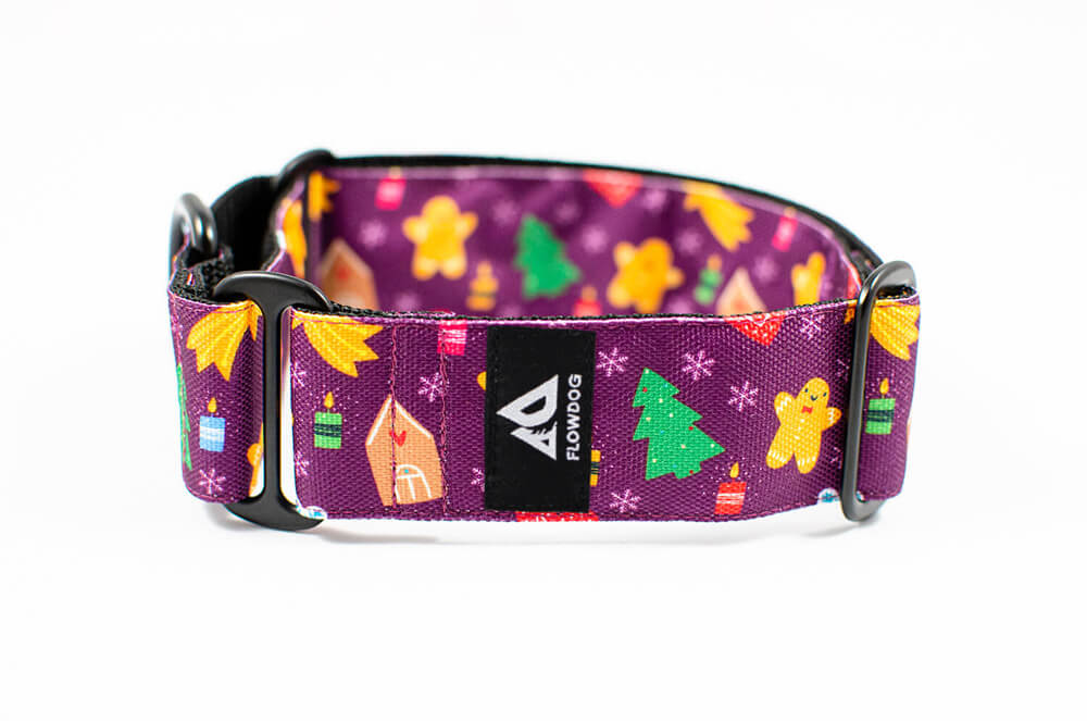 gingerbread purple martingale dog collar