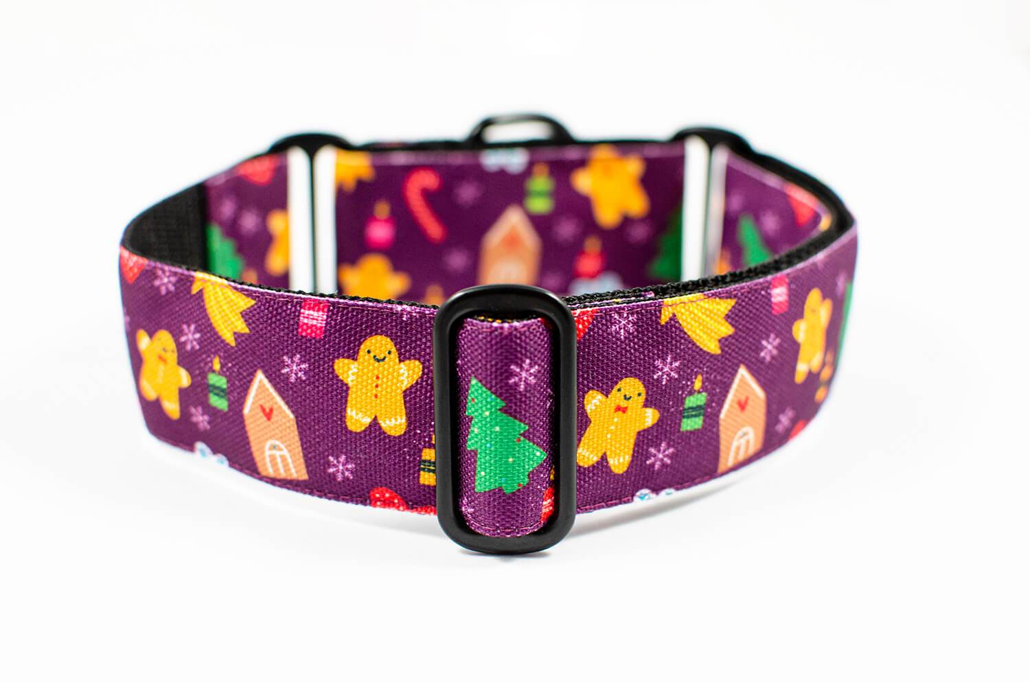 gingerbread purple martingale dog collar