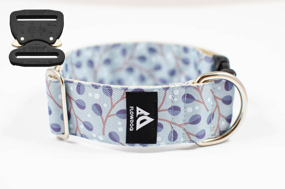 frostwork light blue floral dog collar with austrialpin buckle