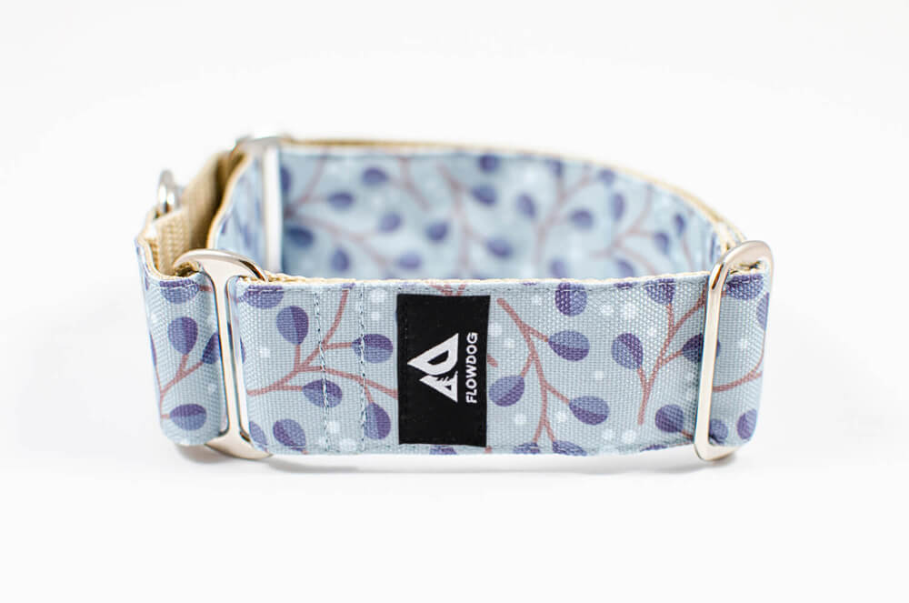 frostwork blue floral martingale dog collar