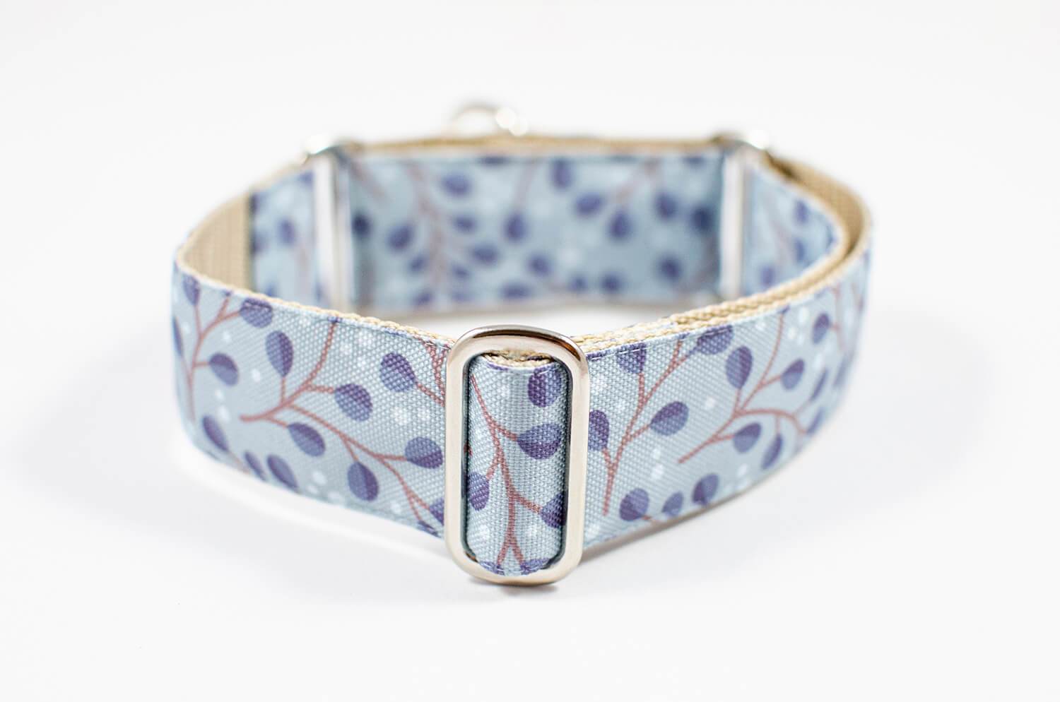 frostwork blue floral martingale dog collar