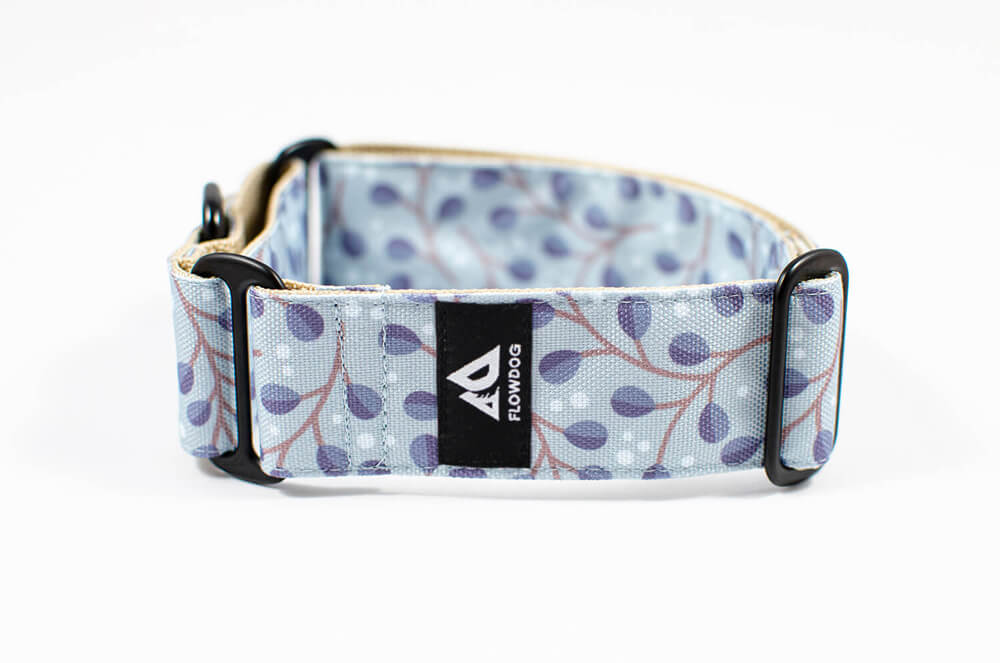 frostwork blue floral martingale dog collar