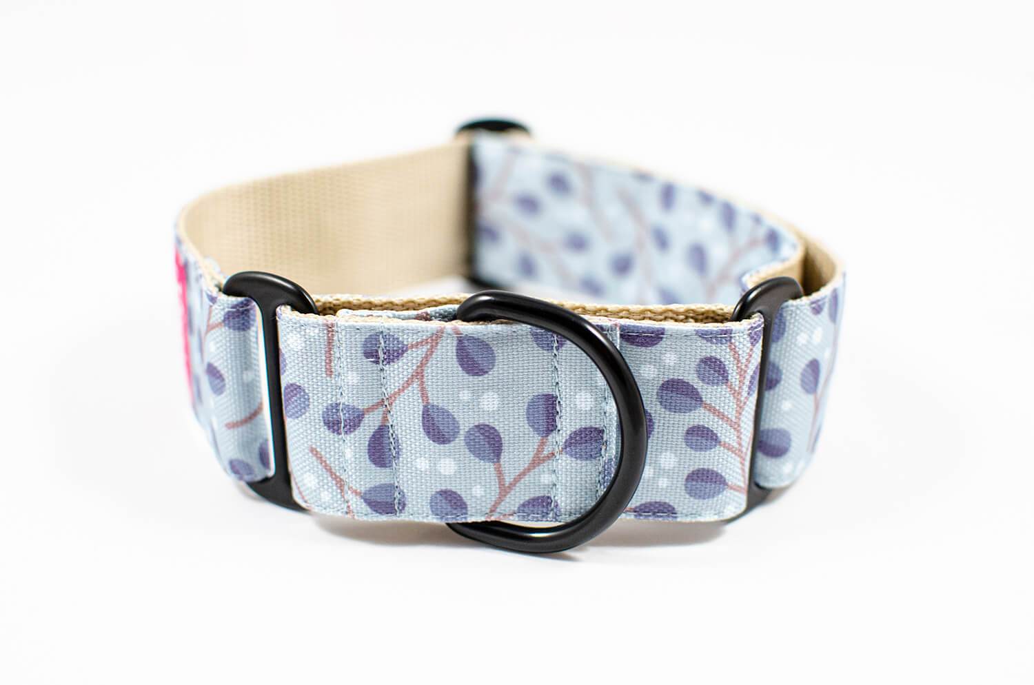 frostwork blue floral martingale dog collar