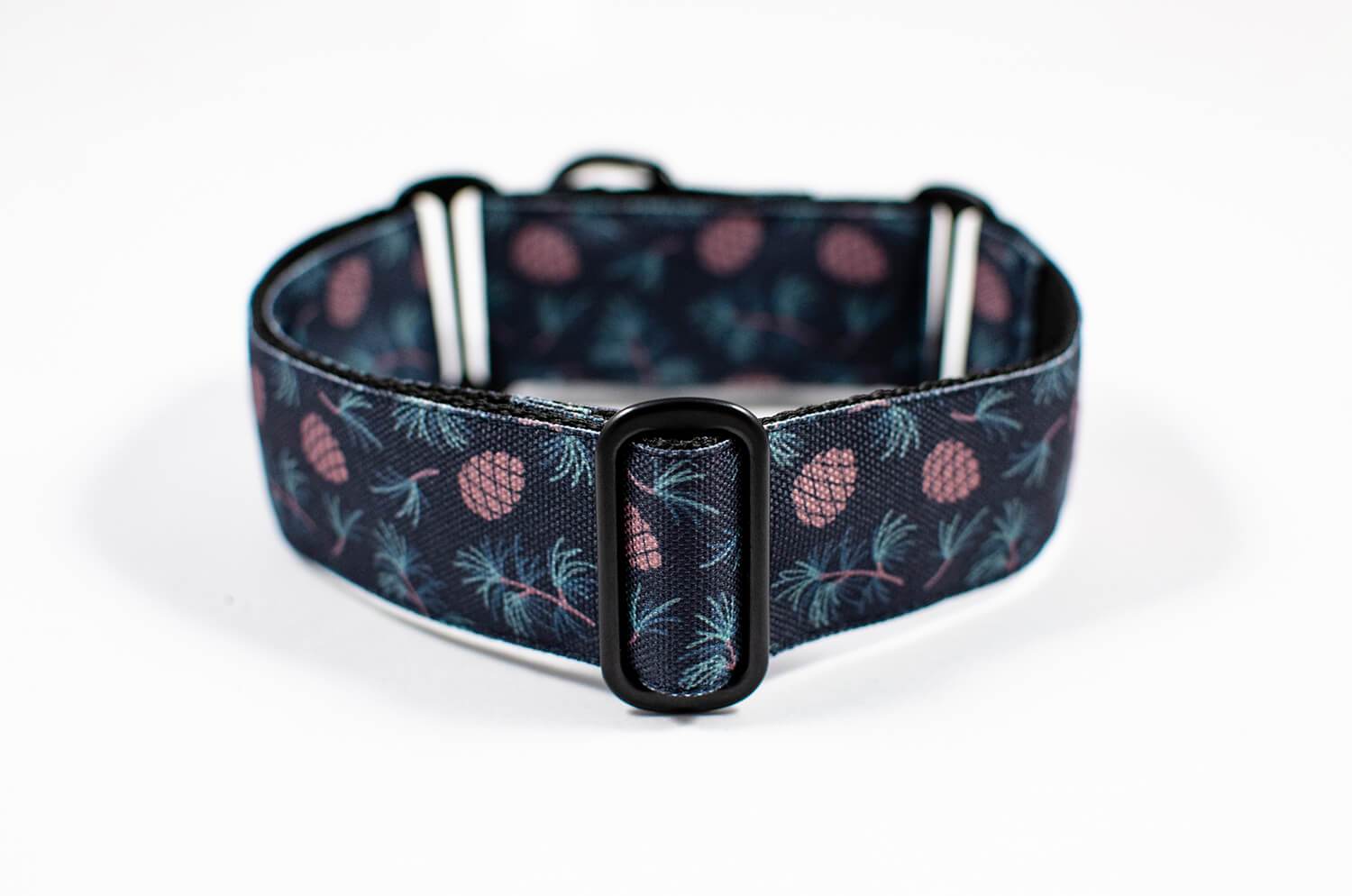 winter cone black martingale dog collar