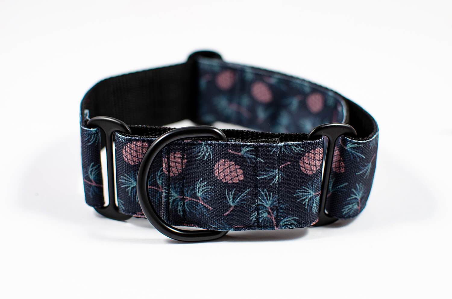 winter cone black martingale dog collar