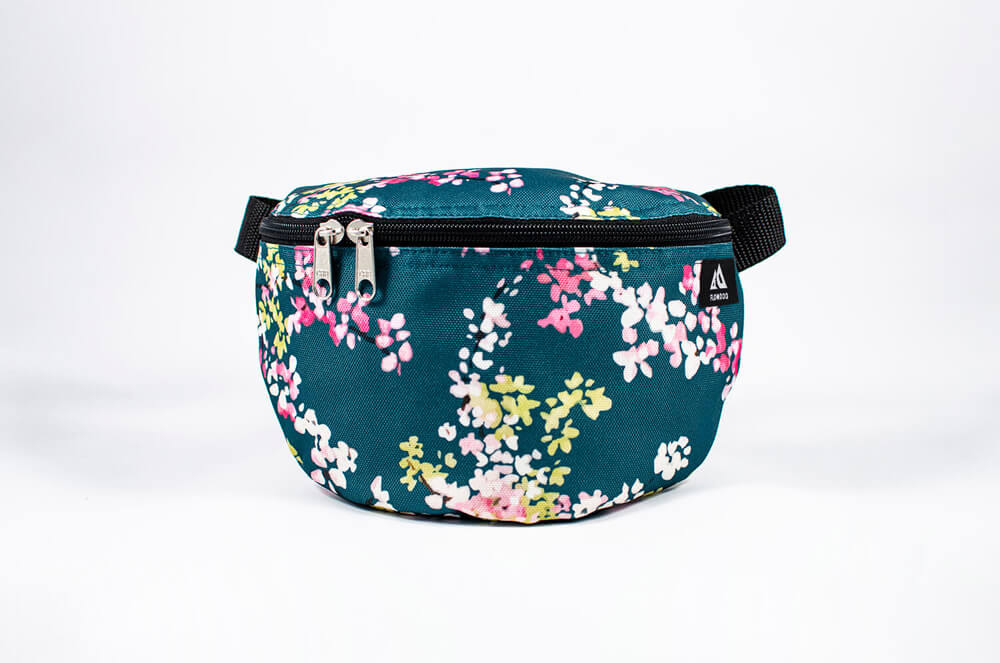 cherry blossom green floral fanny pack