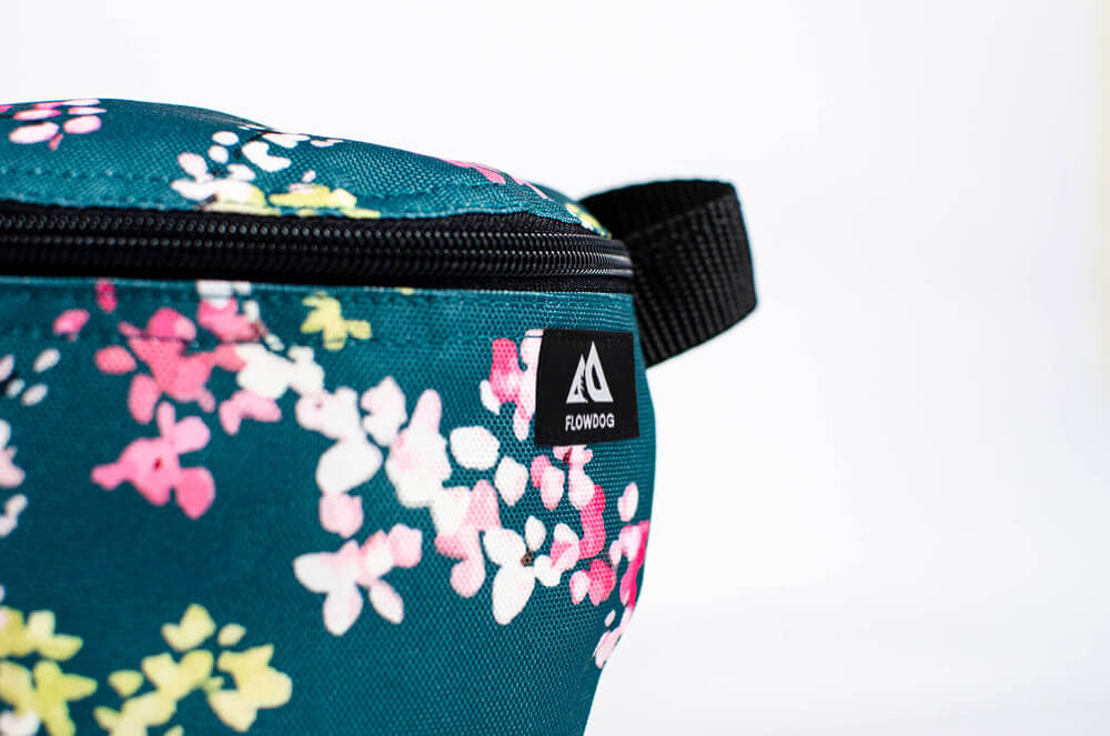 cherry blossom green floral fanny pack