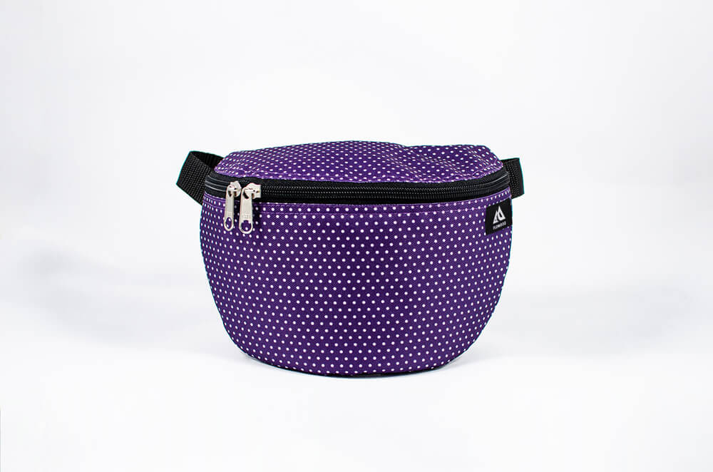 purple dotted fanny pack