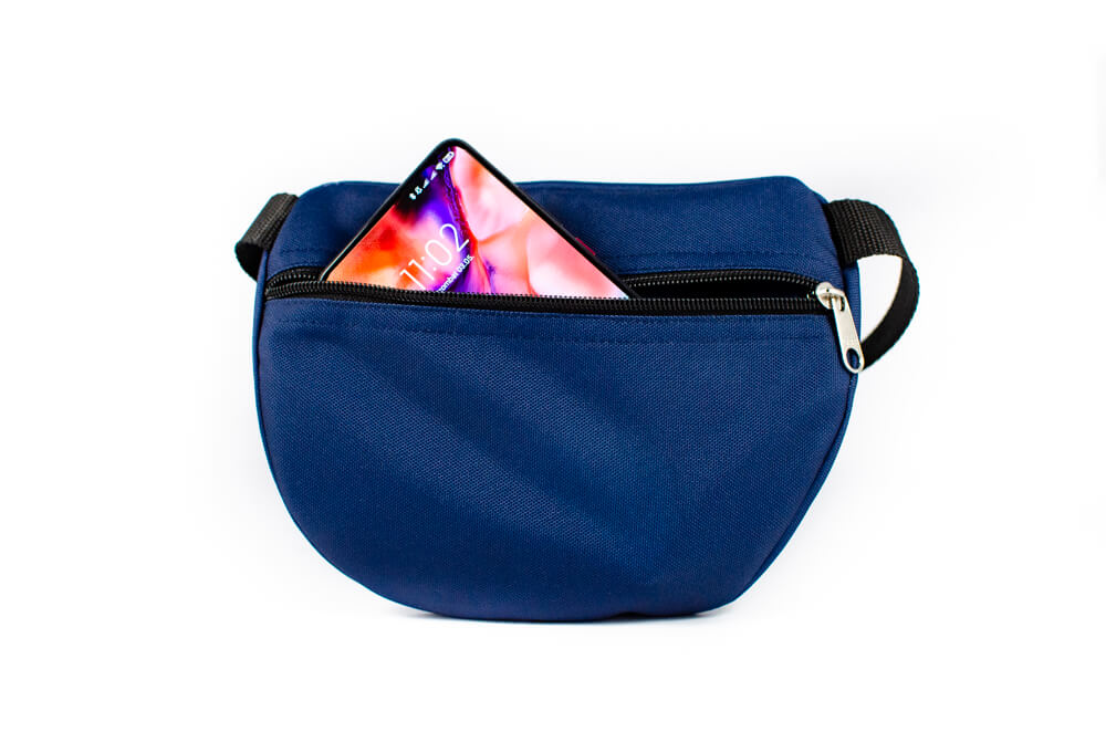 denim blue fanny pack