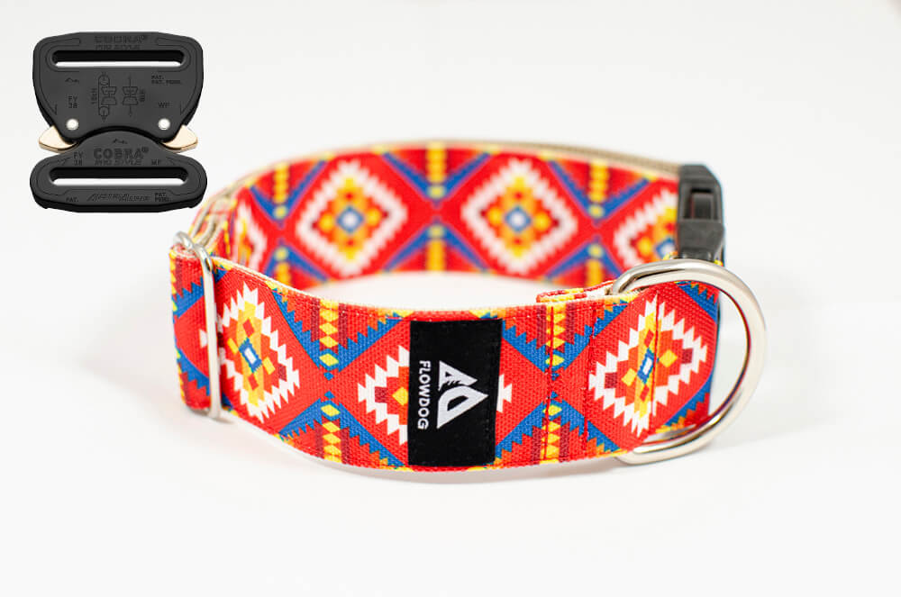 phoenix geometric red dog collar with austrialpin buckle