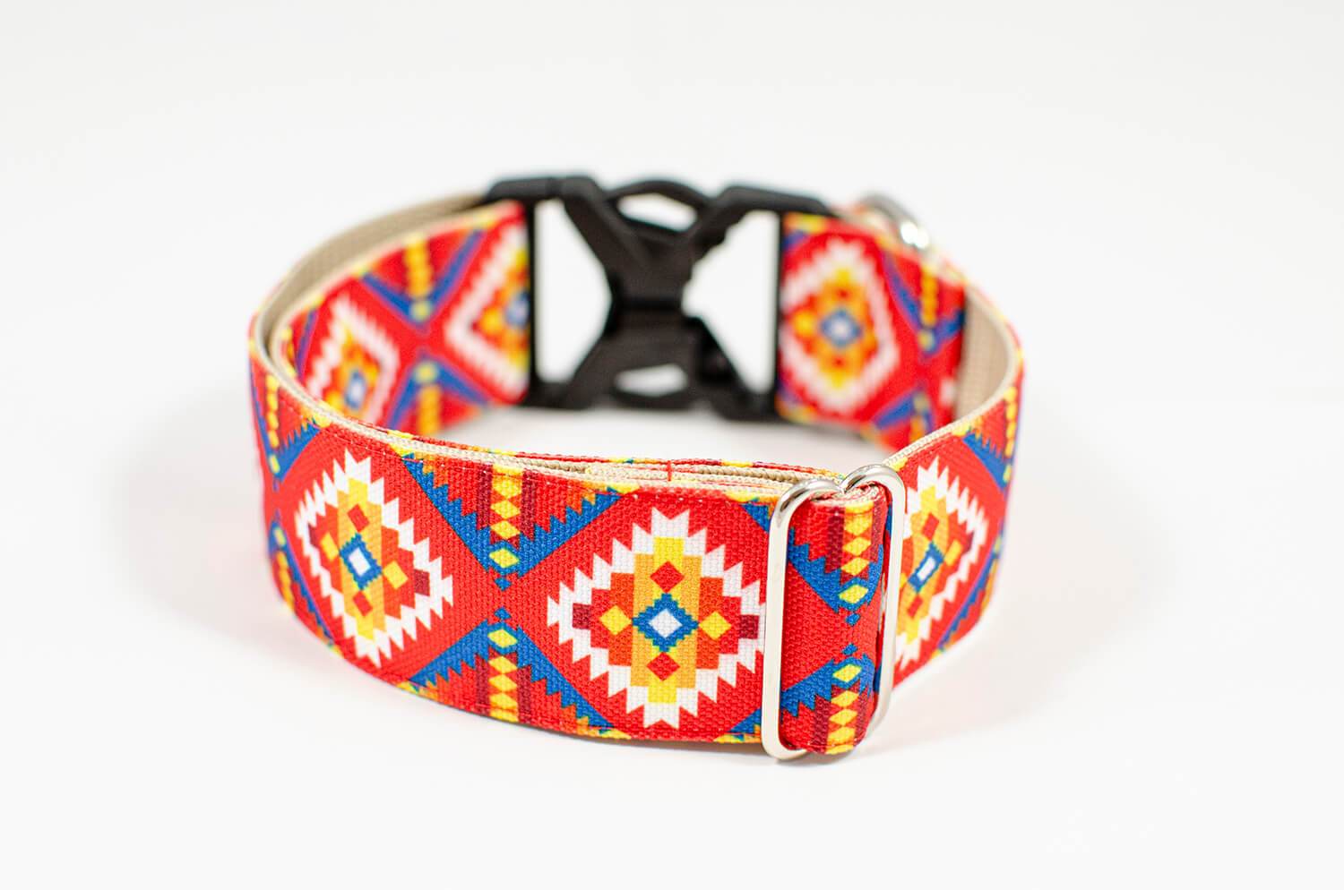 phoenix geometric red dog collar with buckle