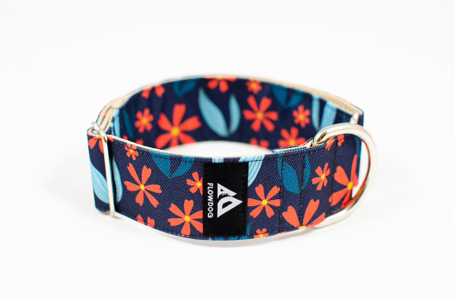 gerbera blue floral slip-on dog collar