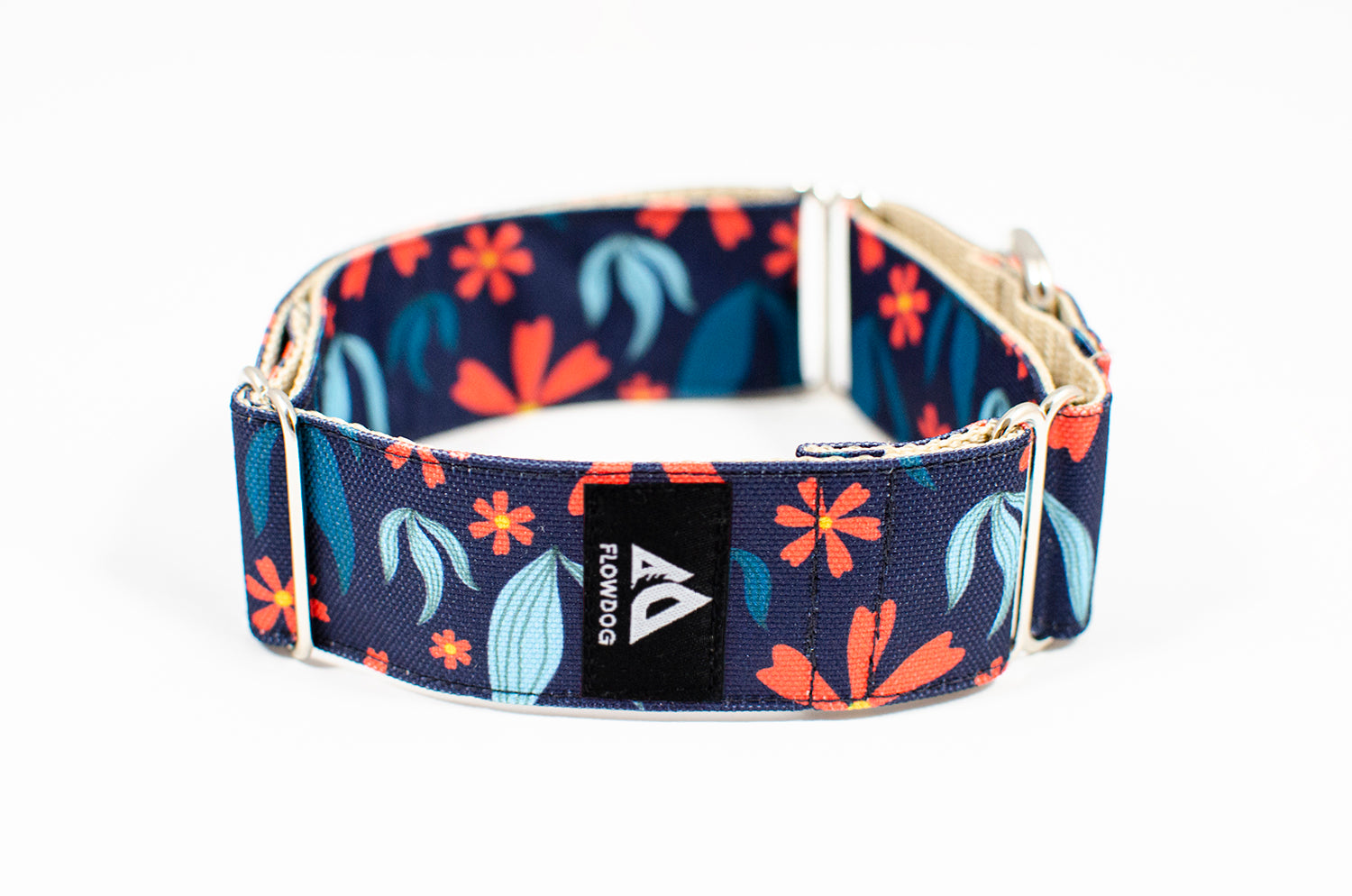 gerbera blue floral martingale dog collar