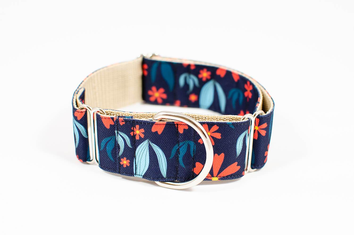 gerbera blue floral martingale dog collar