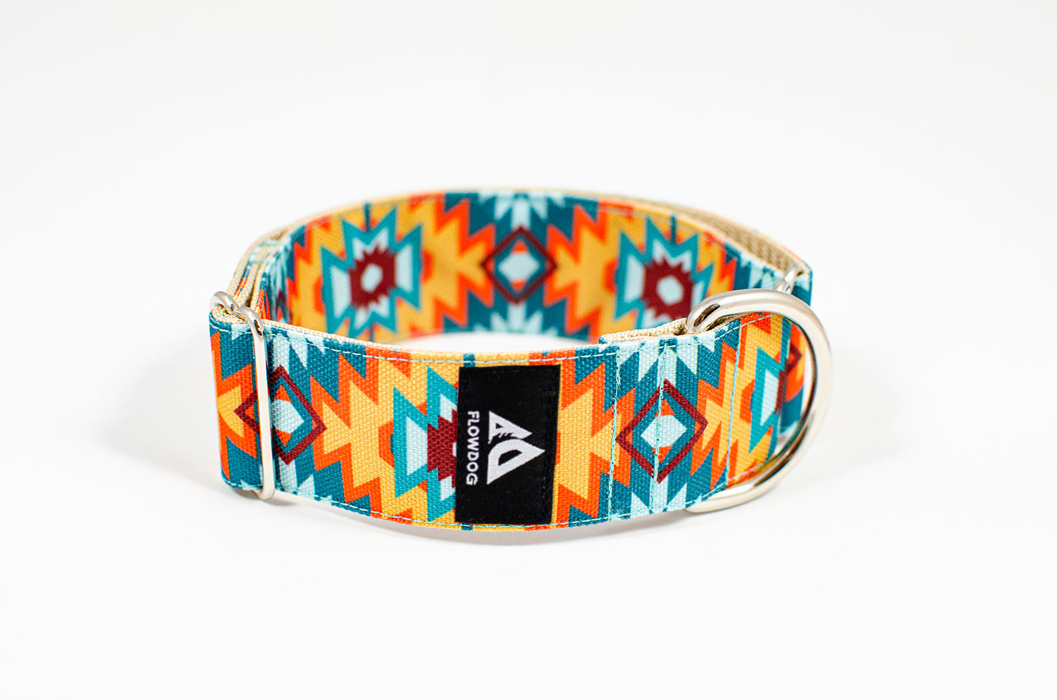 cusco orange green western slip-on dog collar