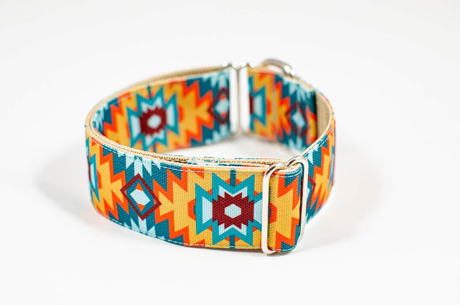 cusco orange green western slip-on dog collar