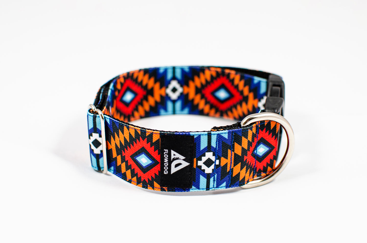 blue red wester dog collar with buckle