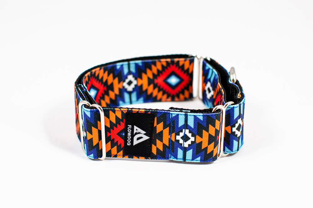 black forest red blue western martingale dog collar