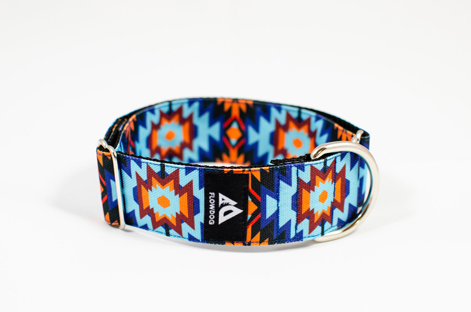 black sea blue aztec slip-on dog collar