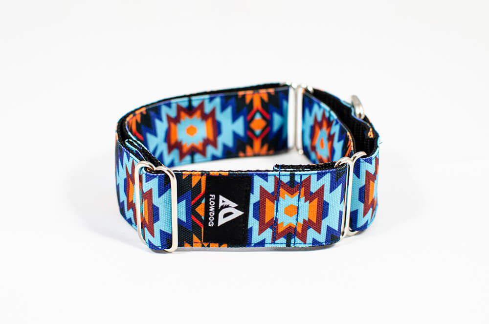 black sea blue western martingale dog collar