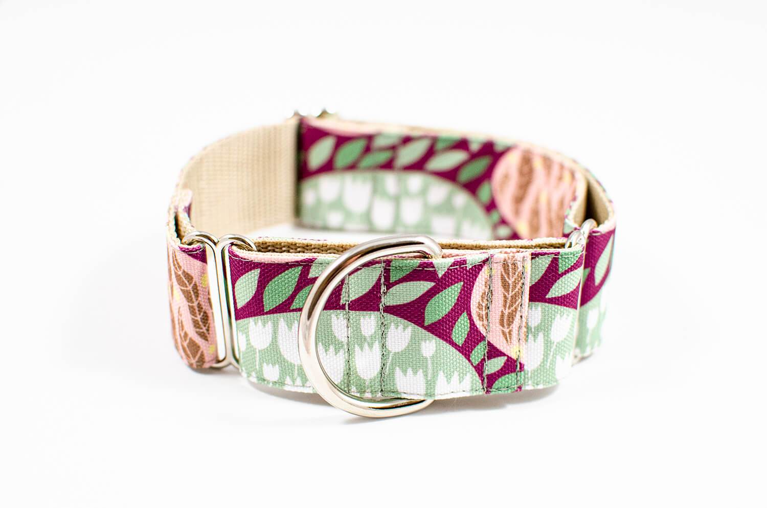 fiore purple floral martingale dog collar