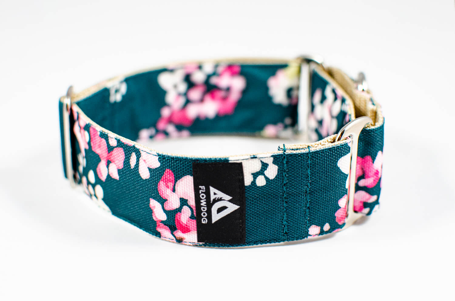 cherry blossom green floral martingale dog collar